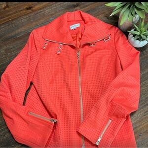 J’ENVIE New York Coral textured jacket, Moto buckles 2 way zipper Women’s 6